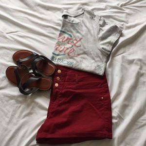 Charlotte Russe Dark Red High Waisted Shorts